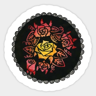 Hand Painted Watercolor Lacey Roses Sticker